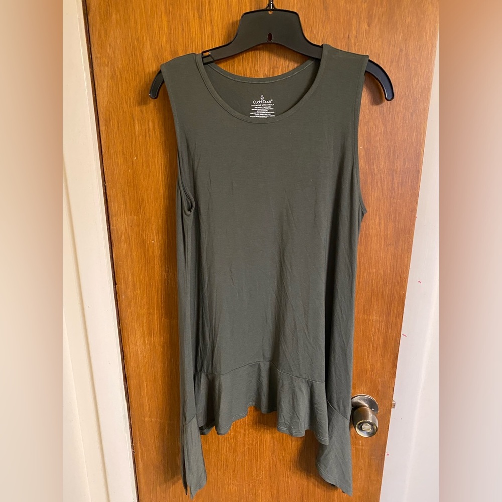 Cuddl Duds Dark Green Asymmetrical Tank Top